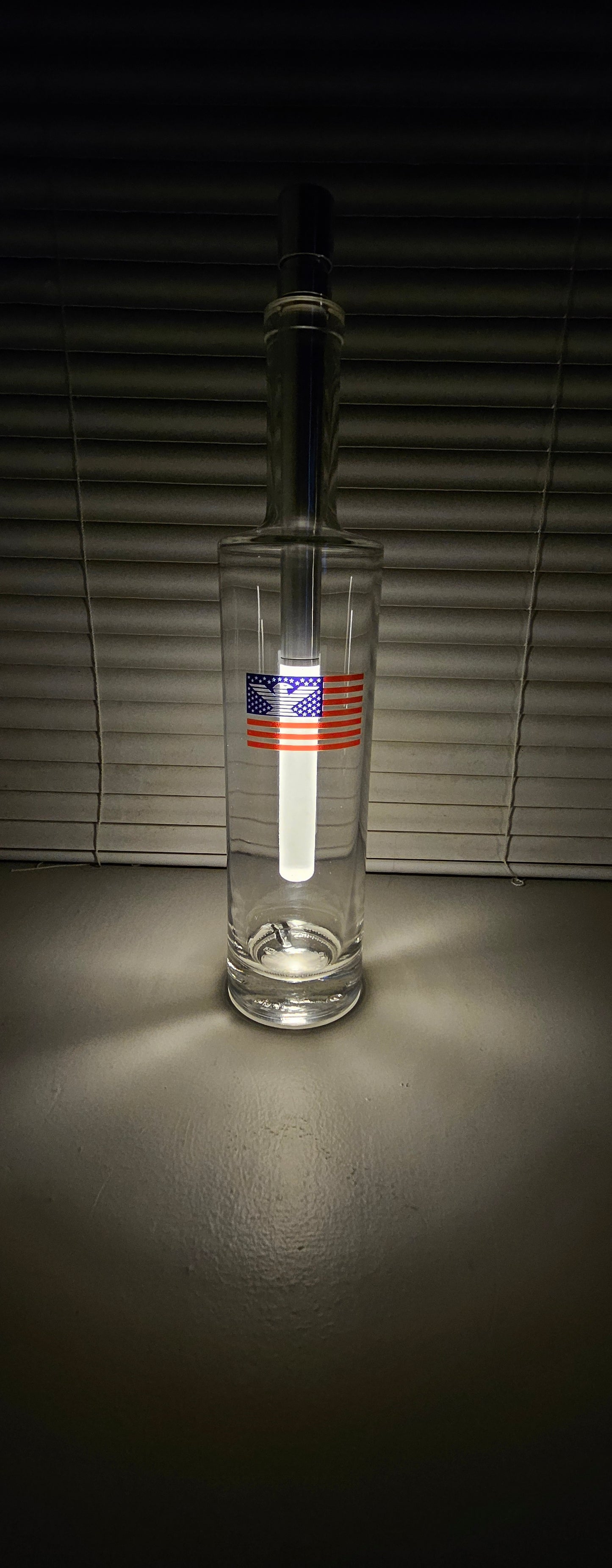 Clear bottle with Flag and Eagle